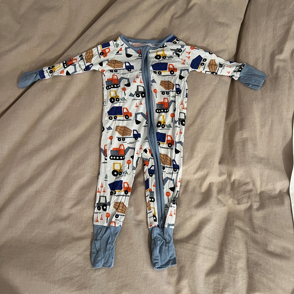 Little Sleepies Construction Print One Piece Pajama - 0-3m